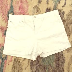 J Crew Size 30 white denim shorts.